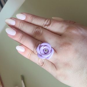 Assorted colours, rose ring with crystal detail. Adjustable band. Handmade